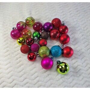 Mini Christmas Ornamenst Holiday Decor Glitter Snowflakes Textured Lot Of 23